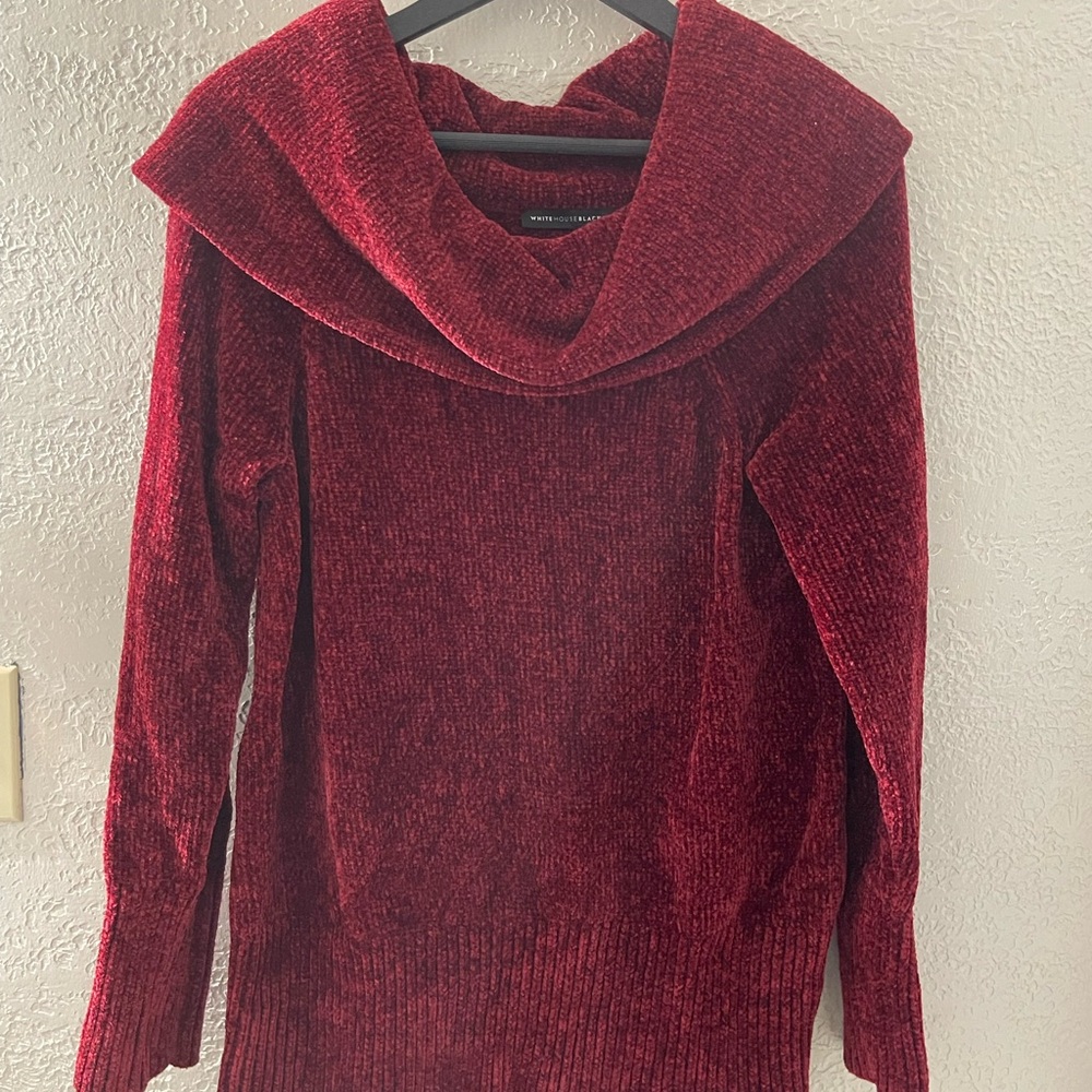 NWOT White House‎ Black Market Deep Red Cozy Soft Cowl Neck Sweater Size XLARGE